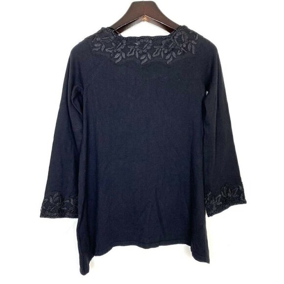 Style & Co Sweater Black Long Sleeve Floral PP NEW - Picture 4 of 6